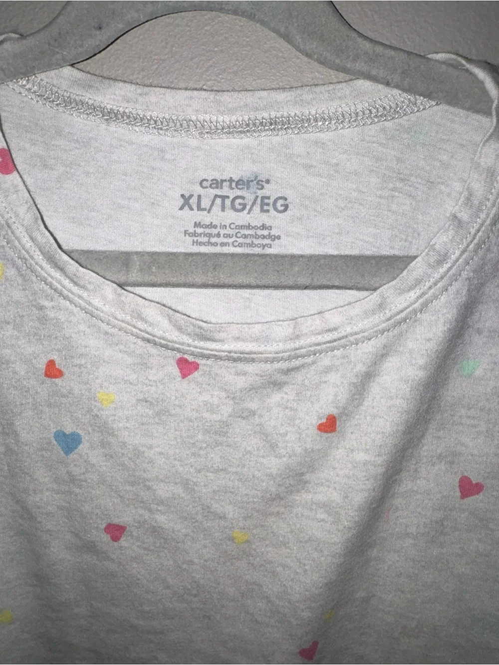 Carter's White Short-Sleeve Tee with Tiny Multicolor Hearts
